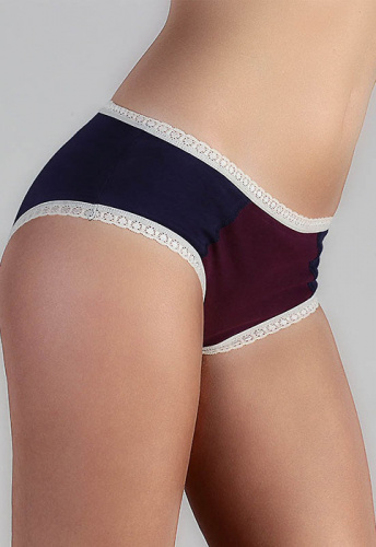 Culotte tricolore avec dentelle - bleu/aubergine/blanc Culotte tricolore avec dentelle - bleu/aubergine/blanc