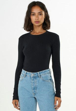 Damen Scoop Neck Rip Longsleeve - schwarz Damen Scoop Neck Rip Longsleeve - schwarz