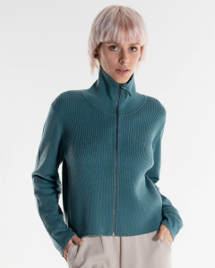 Cotwool Rippjacke (Wolle) - petrol