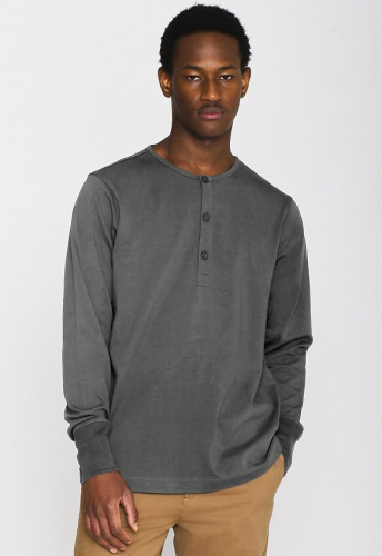 Henley-Longsleeve "Bo" - dunkelgrau meliert Henley-Longsleeve "Bo" - dunkelgrau meliert