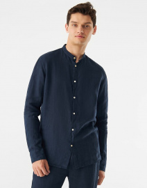 Givn Linen Stand Up Collar Shirt "GBWes" - midnight blue Givn Linen Stand Up Collar Shirt "GBWes" - midnight blue