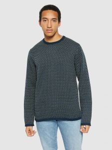 Jacquard-Strickpullover - blau