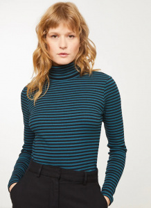 Ribbed Turtleneck Longsleeve "Liatris Stripes" - lake blue