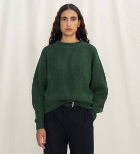 Rotholz "Cropped Knit Sweater" (Wolle) - moss green