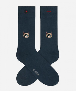 Casual Socks "Navy Cat Face"