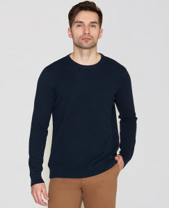 Perlstrick-Pullover "Vagn" - dunkelblau