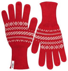 Strick-Handschuhe "Rishi" - granatapfel gemustert