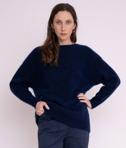 Mohair Knit Sweater "Theresa" - midnight blue