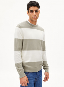 Feinstrickpullover "Loukaa Stripes" - seagreen/light oatmilk