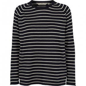 Feinstrick-Pullover "Soya Stripe" - navy/weiß