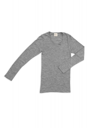 Shirt, Long Sleeved (Wool and Silk) - light grey melange Shirt, Long Sleeved (Wool and Silk) - light grey melange