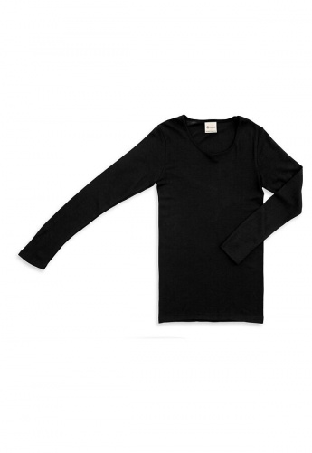 Damen-Unterhemd, lange Arme, aus Wolle/Seide - schwarz Damen-Unterhemd, lange Arme, aus Wolle/Seide - schwarz