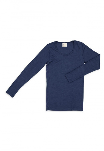 Damen-Unterhemd, lange Arme, aus Wolle/Seide - marine Damen-Unterhemd, lange Arme, aus Wolle/Seide - marine