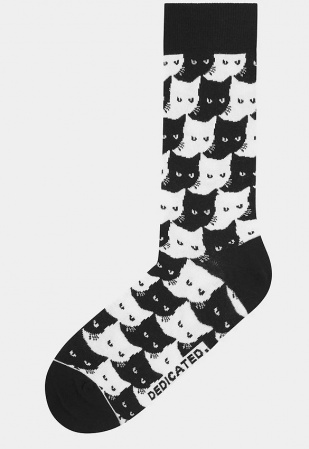 Socks "Sigtuna Pepita Cats" - black Socks "Sigtuna Pepita Cats" - black